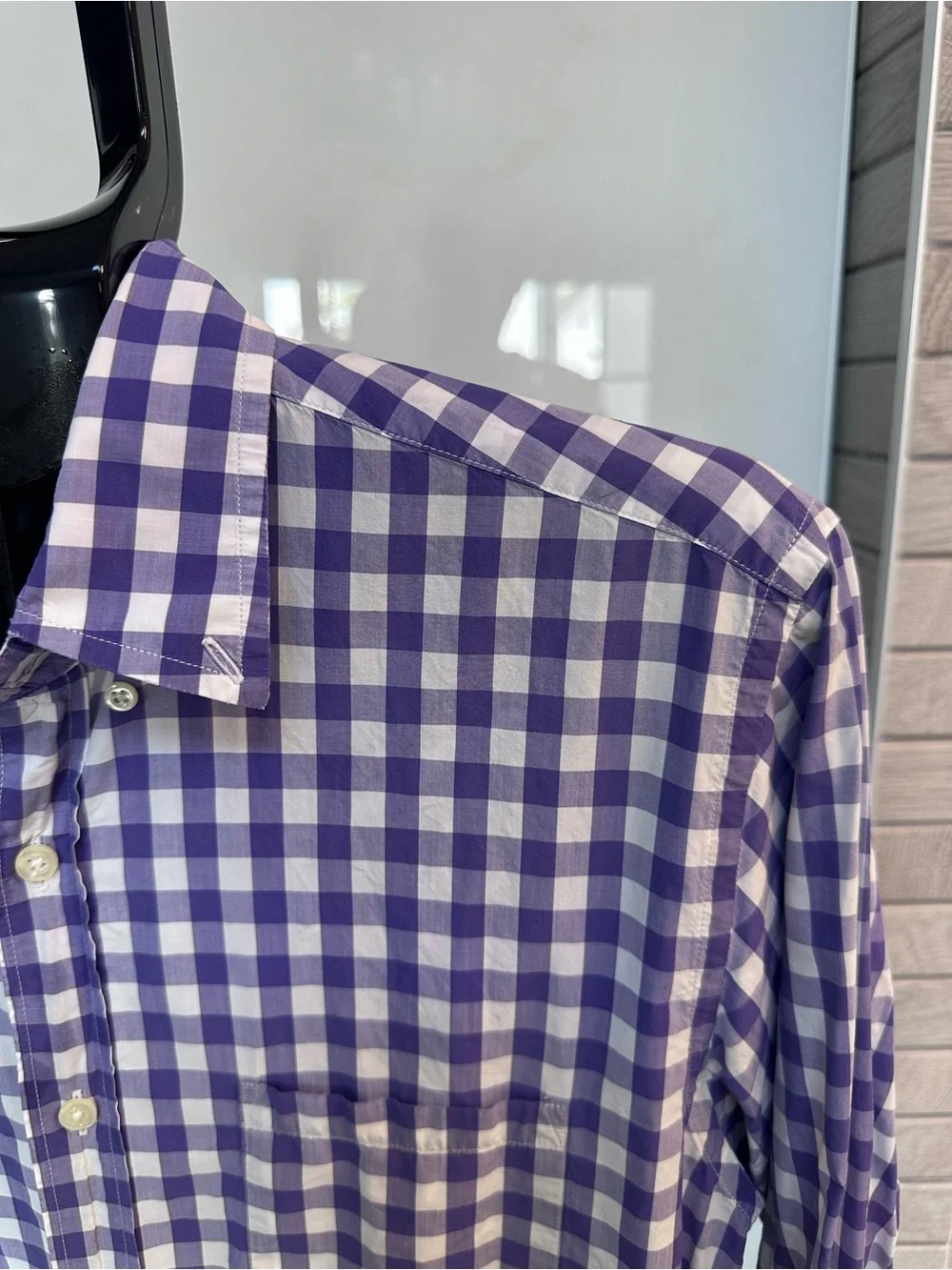 J. Crew Light Weight Purple and White Gingham Button-Down Shirt